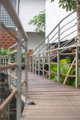 detail of materials in wood decking pathway 