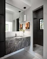 Bathroom vanity and shower  Photo 3 of 10 in Orinda Pool House by Larson Shores Architects
