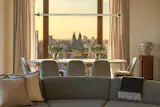 The dining area at dusk 