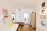 View from the kitchen toward the dining room, highlighting the restored circular flow of the flat.