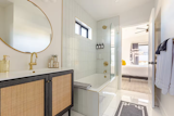 Primary Bath - Glass Tile - Brass Fixtures & Accents
