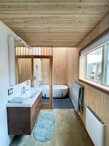 Here is the downstairs, full bathroom. It includes a full shower and soaking tub. 