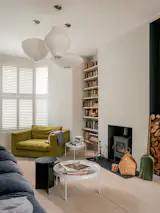 Front reception with wood-burning stove
