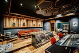 Control Room board showing guitar displays on the back wall and sound damping panels on the ceiling. 