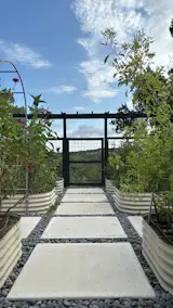Vegetable garden overlooking the Texas Hillcountry